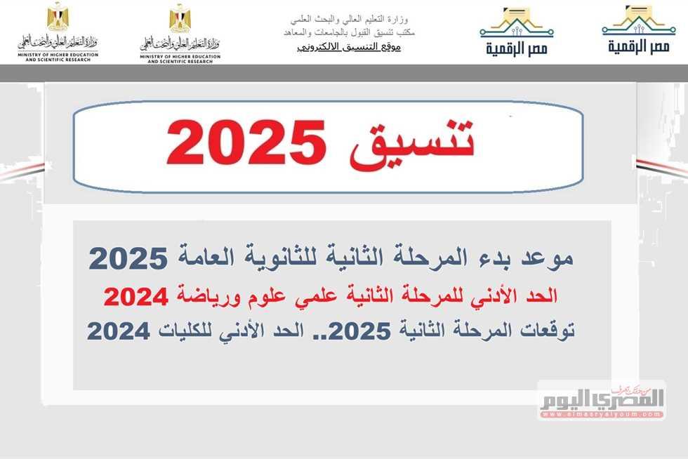 تفاصيل الحد الأدنى للقبول في الكليات المتاحة خلال المرحلة الثانية